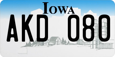 IA license plate AKD080
