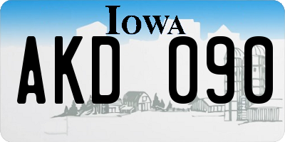 IA license plate AKD090