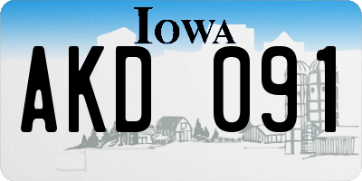 IA license plate AKD091