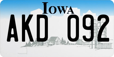IA license plate AKD092