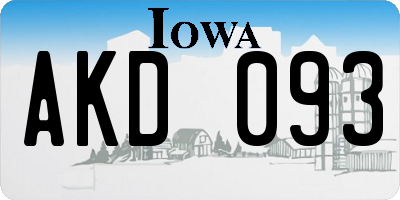 IA license plate AKD093