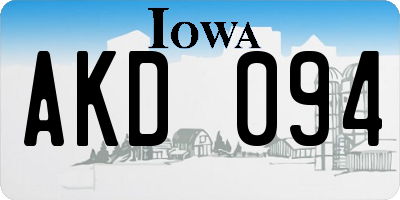 IA license plate AKD094