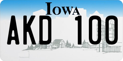 IA license plate AKD100