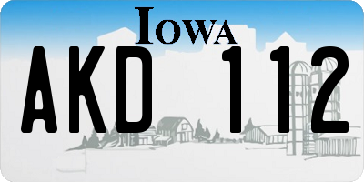 IA license plate AKD112