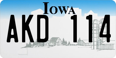 IA license plate AKD114