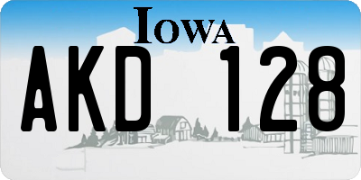 IA license plate AKD128