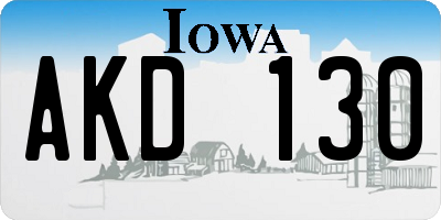 IA license plate AKD130