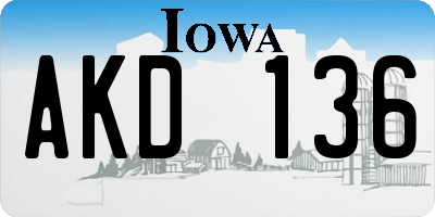 IA license plate AKD136