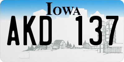 IA license plate AKD137