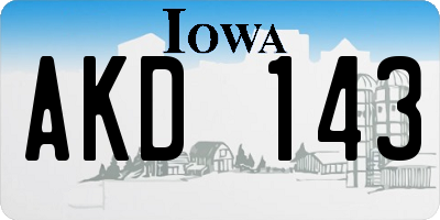 IA license plate AKD143