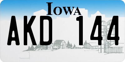 IA license plate AKD144