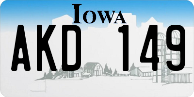 IA license plate AKD149