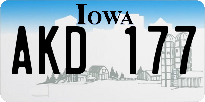 IA license plate AKD177