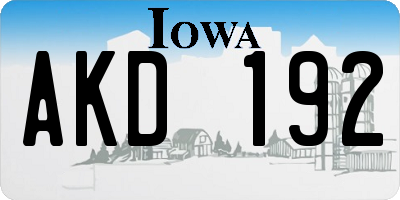 IA license plate AKD192