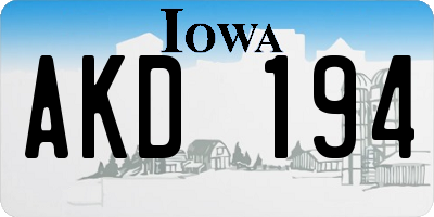 IA license plate AKD194