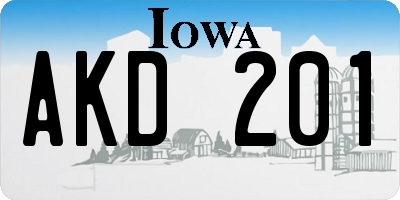 IA license plate AKD201