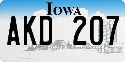 IA license plate AKD207