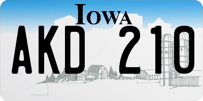 IA license plate AKD210