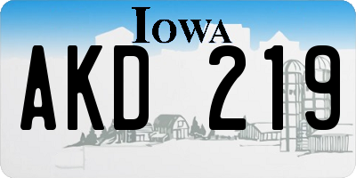 IA license plate AKD219