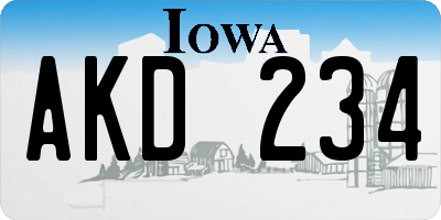 IA license plate AKD234