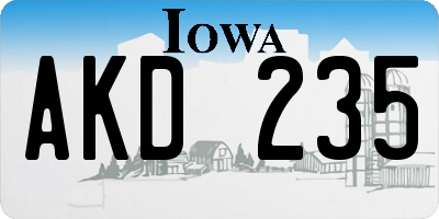 IA license plate AKD235