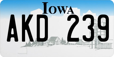 IA license plate AKD239