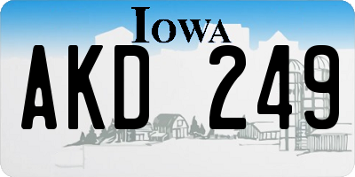 IA license plate AKD249