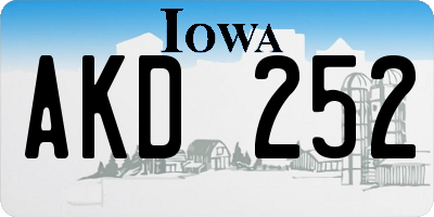 IA license plate AKD252