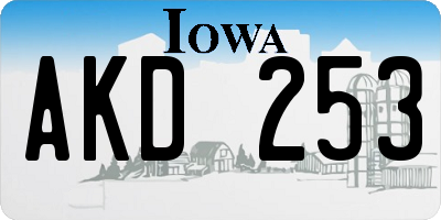 IA license plate AKD253