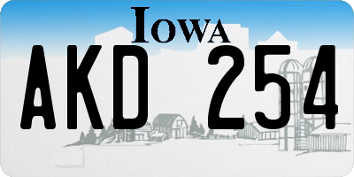 IA license plate AKD254