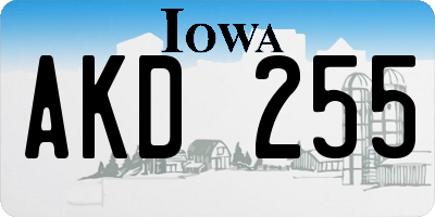 IA license plate AKD255