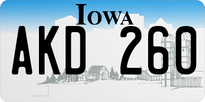 IA license plate AKD260