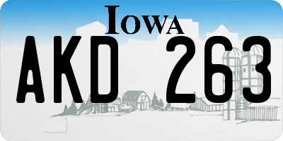 IA license plate AKD263