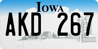 IA license plate AKD267