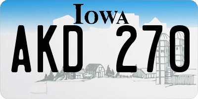IA license plate AKD270
