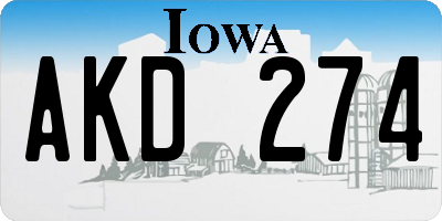 IA license plate AKD274
