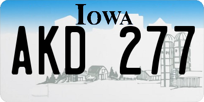 IA license plate AKD277