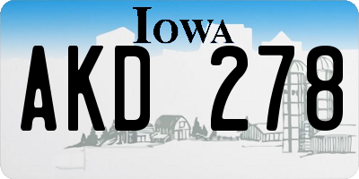 IA license plate AKD278