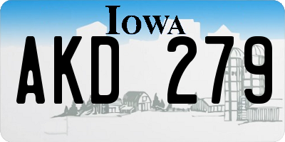 IA license plate AKD279