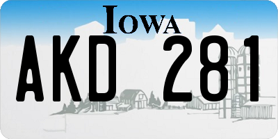 IA license plate AKD281