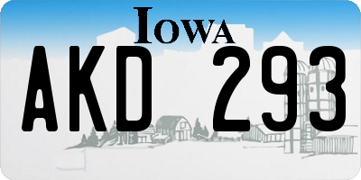 IA license plate AKD293