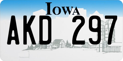 IA license plate AKD297