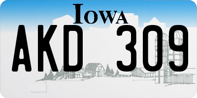 IA license plate AKD309