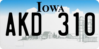 IA license plate AKD310
