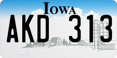 IA license plate AKD313