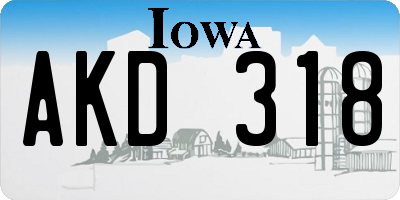 IA license plate AKD318
