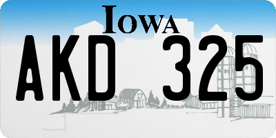 IA license plate AKD325