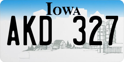 IA license plate AKD327