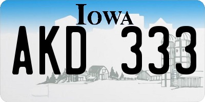 IA license plate AKD333