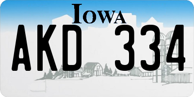 IA license plate AKD334